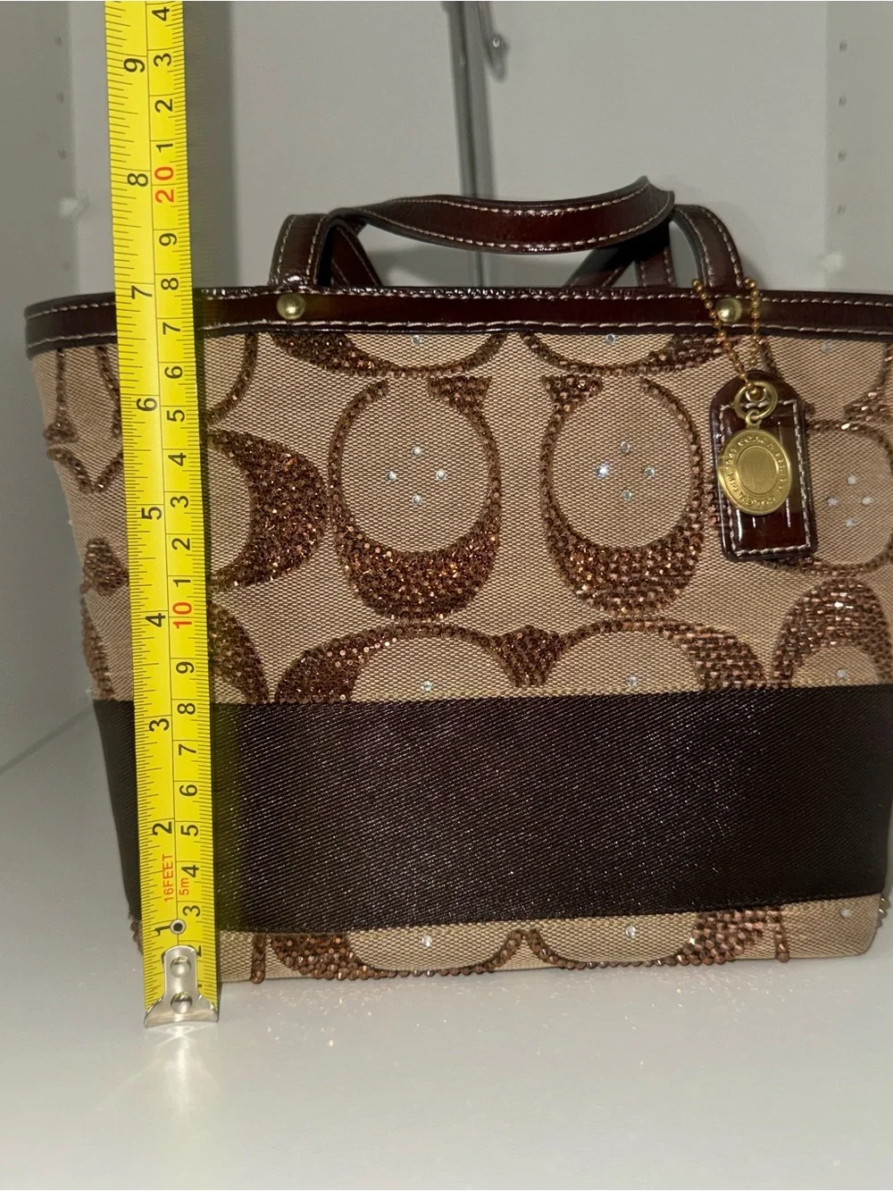 Custom vintage Coach Signature Hand-Rhinestoned Sequin mini Bag –One of a Kind ✨